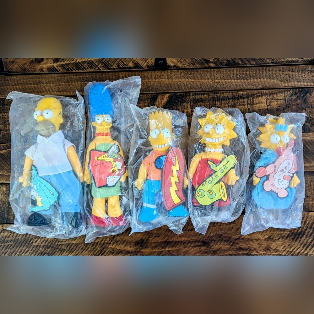 The Simpsons Plush Dolls Complete Set Sealed in Package Vtg 1990 Burger King